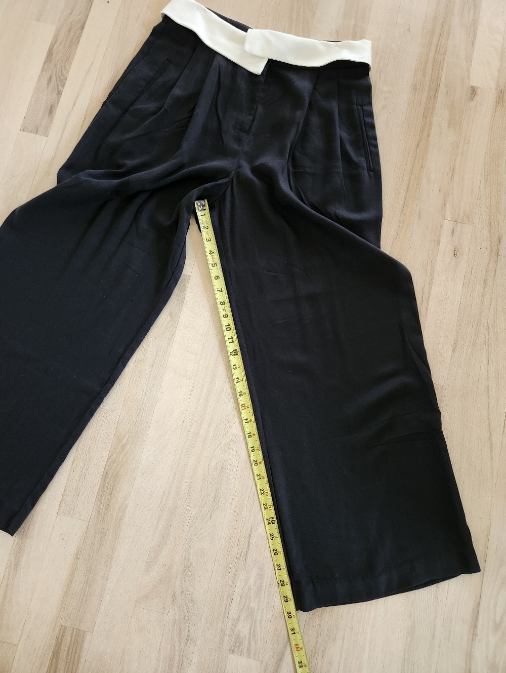 NWT Noli Womens Soho Foldover Wide Leg Black Trouser Pants Contrast Waistband 14 - Picture 12 of 13